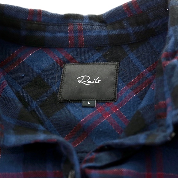 Rails Hunter Midnight Merlot Gold Button Up Plaid Flannel Shirt Womens L - Picture 4 of 7